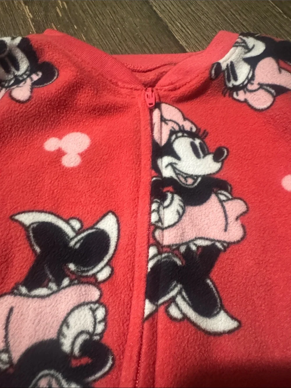 Disney Minnie Mouse Girls Fleece Footed Pajamas Sleeper 2T Pink